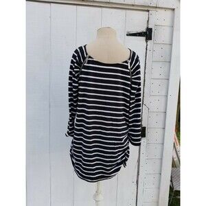 Women’s Size M Michael Kors Blue White Stripe 3/4 Sleeve Top
